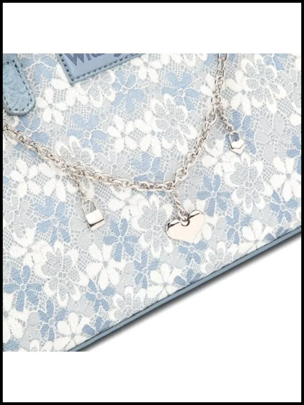 Women's Lace Tote Bag, Satchel Handbag with Purse Charms, Faux Leather Crossbody